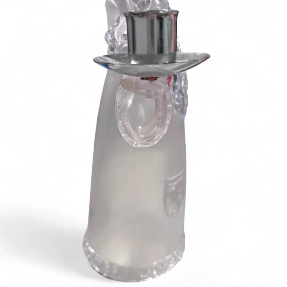 Vintage Frosted Crystal Santa Claus Double Taper Candle Holder